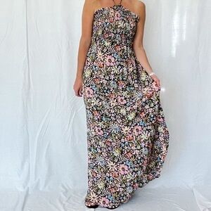 Promesa Women’s Black Floral Maxi Cutout Dress | M